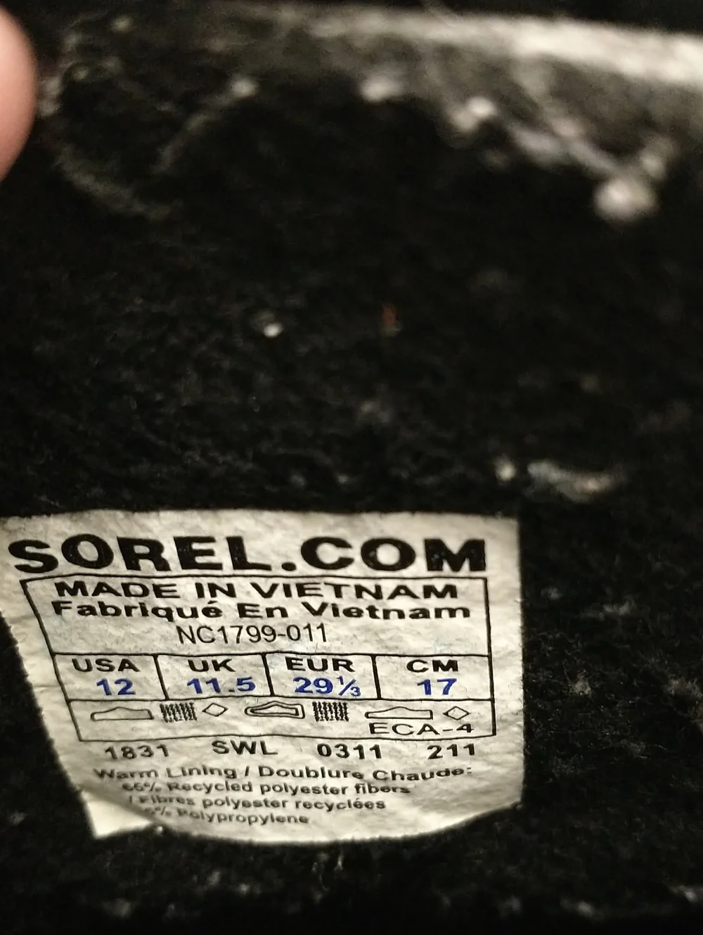 Sorel Cub Winter Boots, Waterproof / Warm, Size 12, Black, Removable Felt Liners